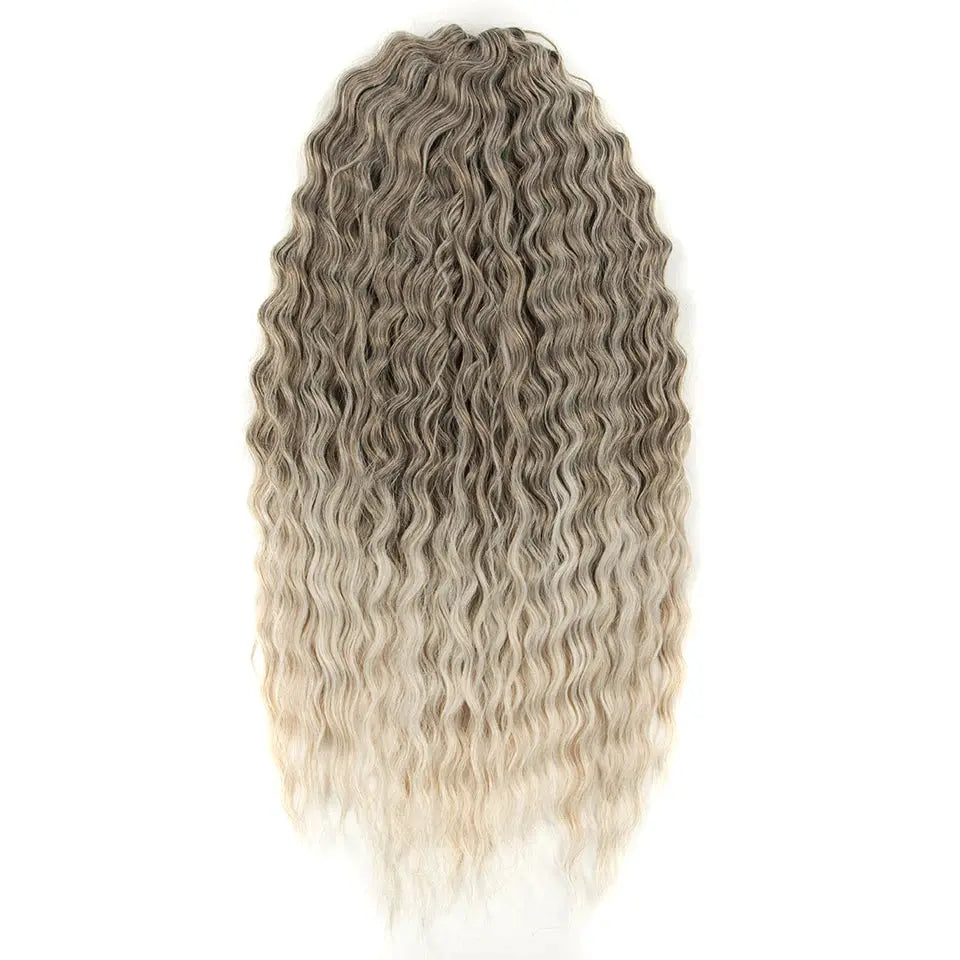 Ariel Curl Crochet Hair by Simples Market; ombre blonde-pink, 22-inch synthetic water-wave braiding extension