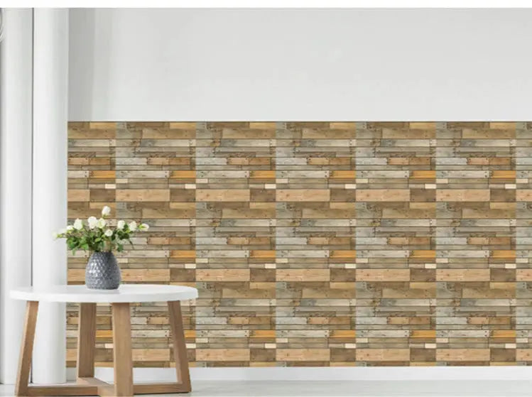 Simples Market self-adhesive wood-look tile wall stickers, 5/10pcs, waterproof PVC for kitchen or bathroom