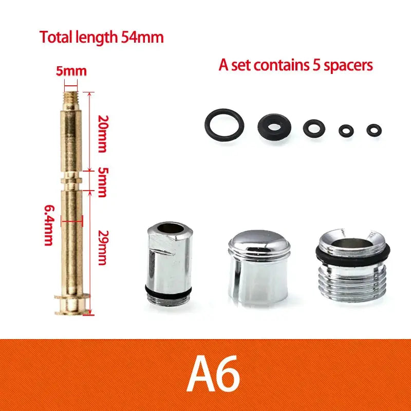 Simples Market brass shower faucet valve cartridge with chrome caps; set includes five spacers.