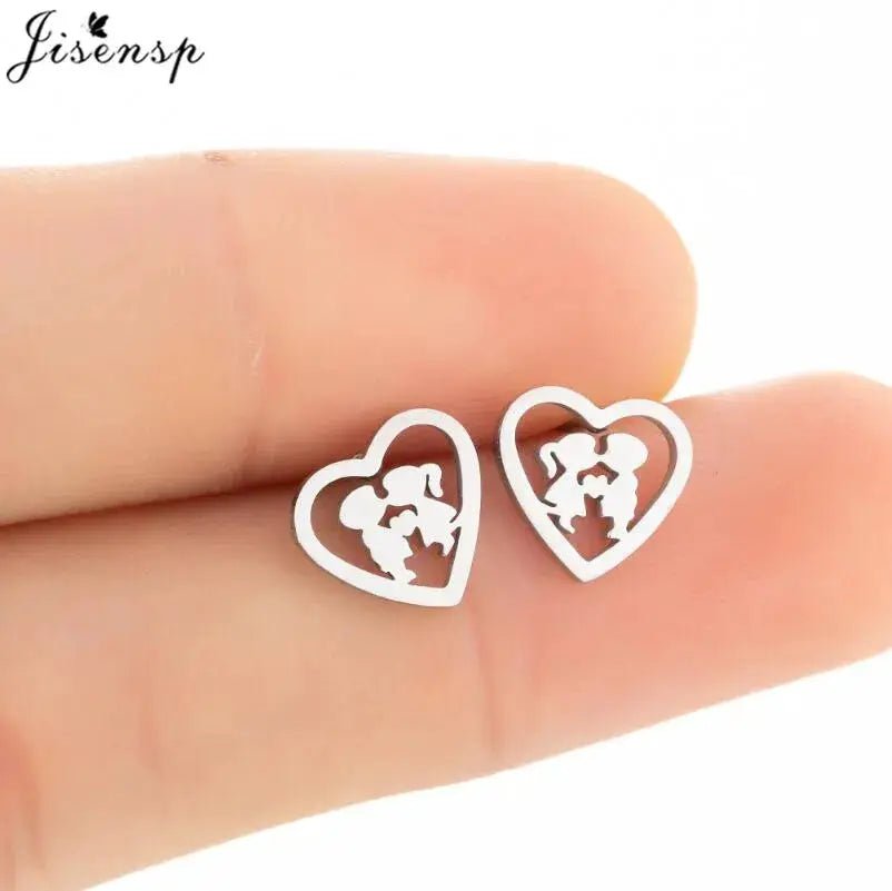 Stainless Steel Stud Earrings For Women Fashion Jewelry Multiple Animal Designs Hummingbird Leaf Music Fairy Gift - Simples Market