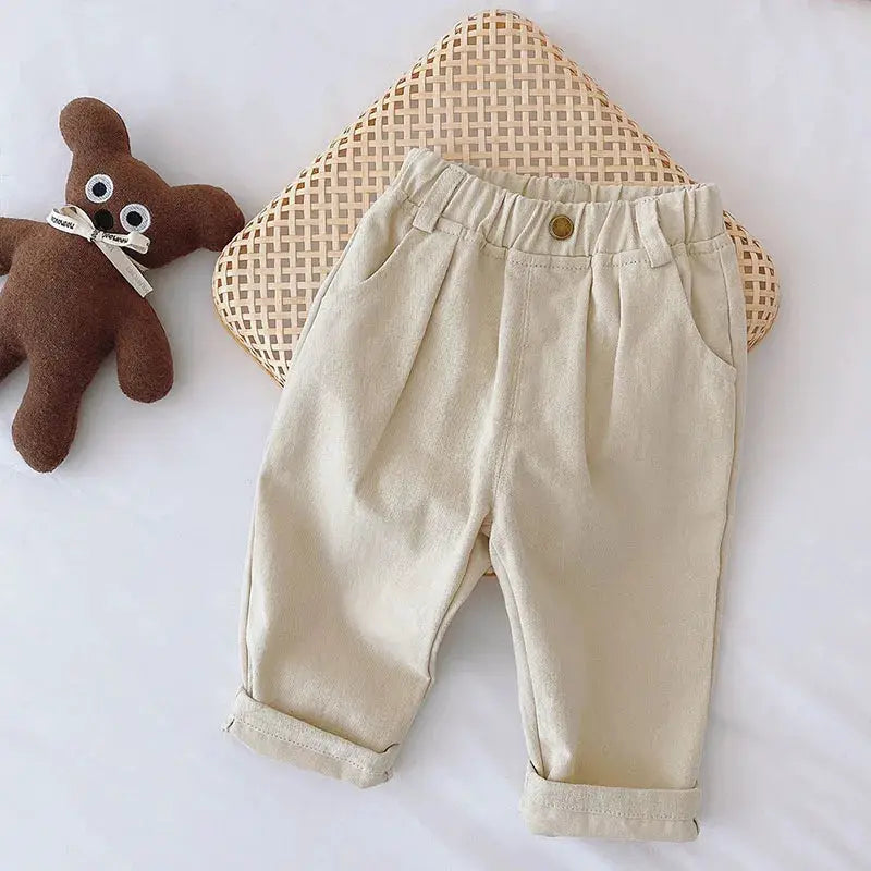 Milancel Boys Straight Jeans Pants With Elastic Waistband All Seasons Solid Color Ages One To Six
