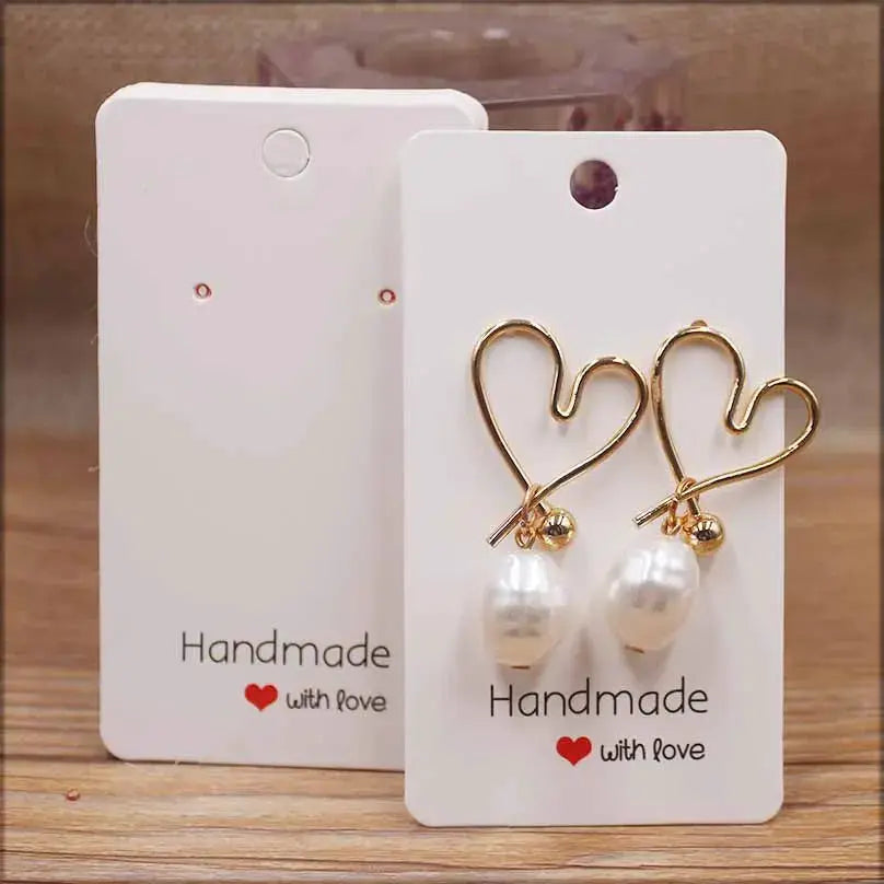 50 Pcs Paper Earring Cards Set Handmade Style Jewelry Cards 5x5cm 3x3cm 5x9cm 5x6.5cm 5x7cm Brown White DIY Packaging