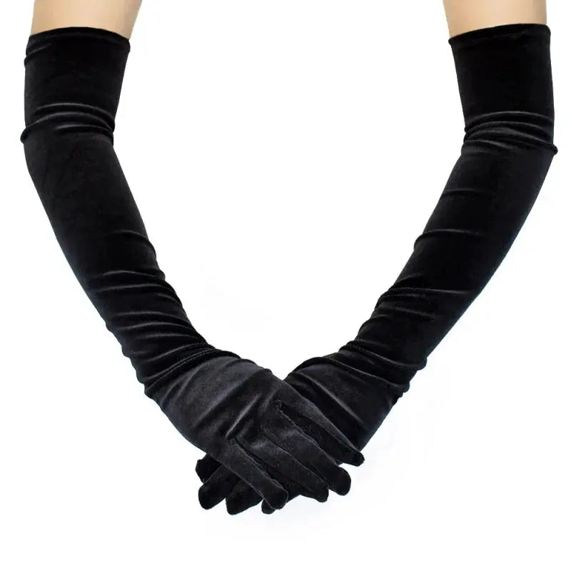 Velvet Gleam Luxury Velvet Evening Gloves For Women With Golden Accents Warm Autumn Winter Banquet Accessory
