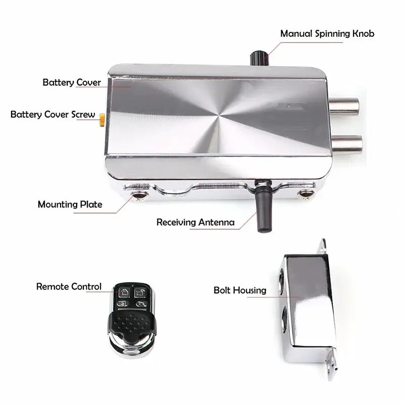 TTLock smart door lock 3-piece chrome set with remote control and bolt housing