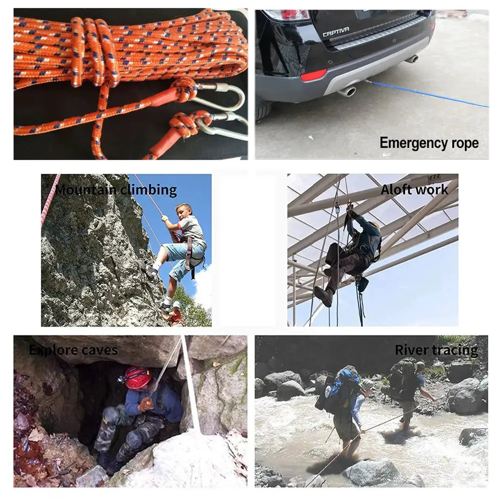 Desert And Fox Climbing Rope Outdoor Emergency Rope 9mm Diameter 10m 20m 30m 50m Wear Resistant High Strength Hiking