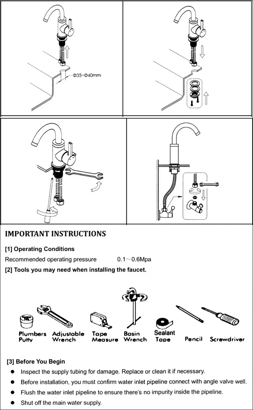 POIQIHY antique bathroom faucet mixer by Simples Market, deck-mounted two-handle hot/cold water faucet.