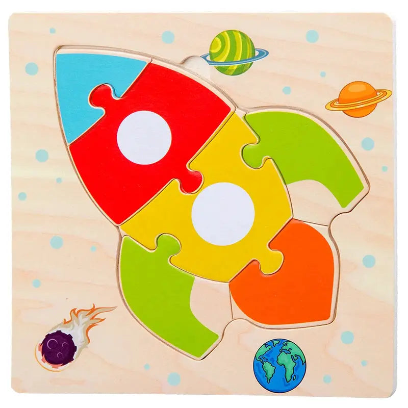 Wooden Baby 3D Puzzles Tangram Shapes Educational Cartoon Animals Jigsaw Toys Gift For Children To Boost Learning And Motor Skills
