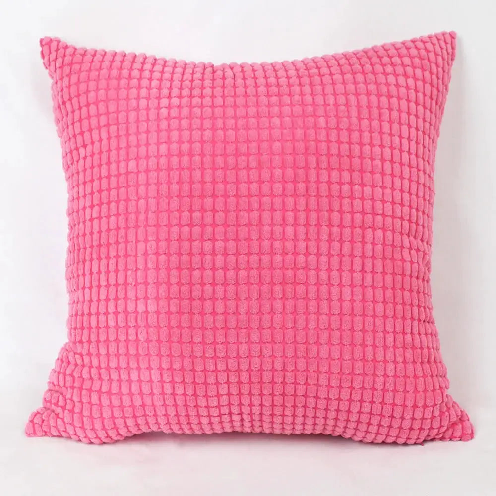 Corduroy corn-kernel plush cushion cover, pink square sofa pillow for home decor