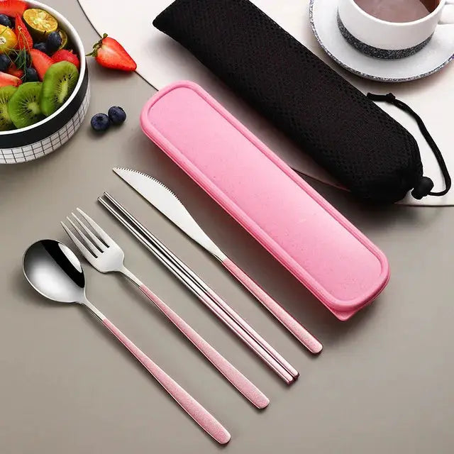 Equi 304 Stainless Steel Tableware Set Durable Rust Resistant Portable Cutlery With Ergonomic Handles And Box