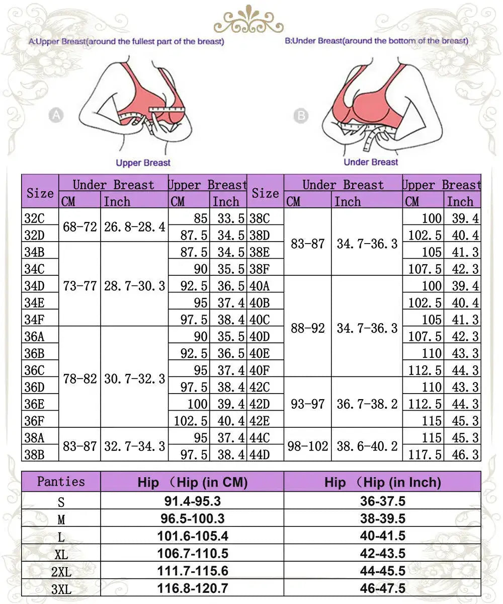 Simples Market YBCG lace mesh see-through hollow lingerie bra and panties size chart