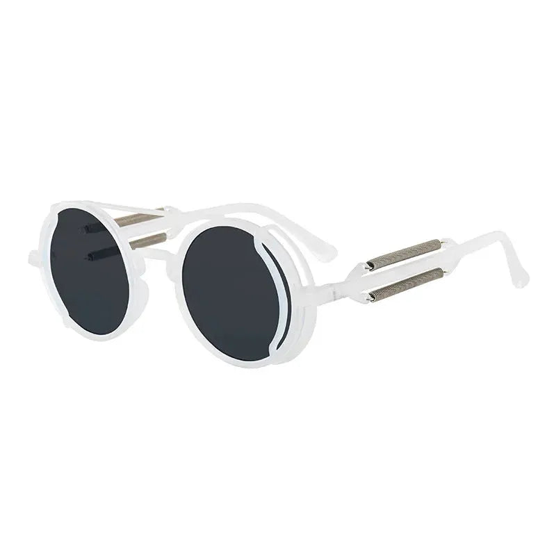 RMM Gothic Steampunk Round Sunglasses Unisex Retro PC Frame Luxury Designer High Quality Mirrored Lenses