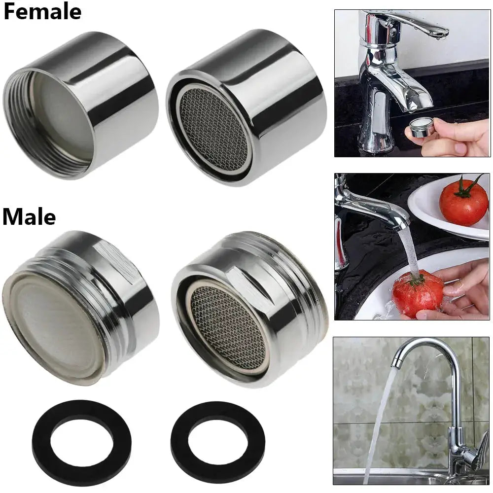 Faucet aerator set with chrome-plated 2 female and 2 male ends (20/22/24/28mm) plus 2 washers from Simples Market
