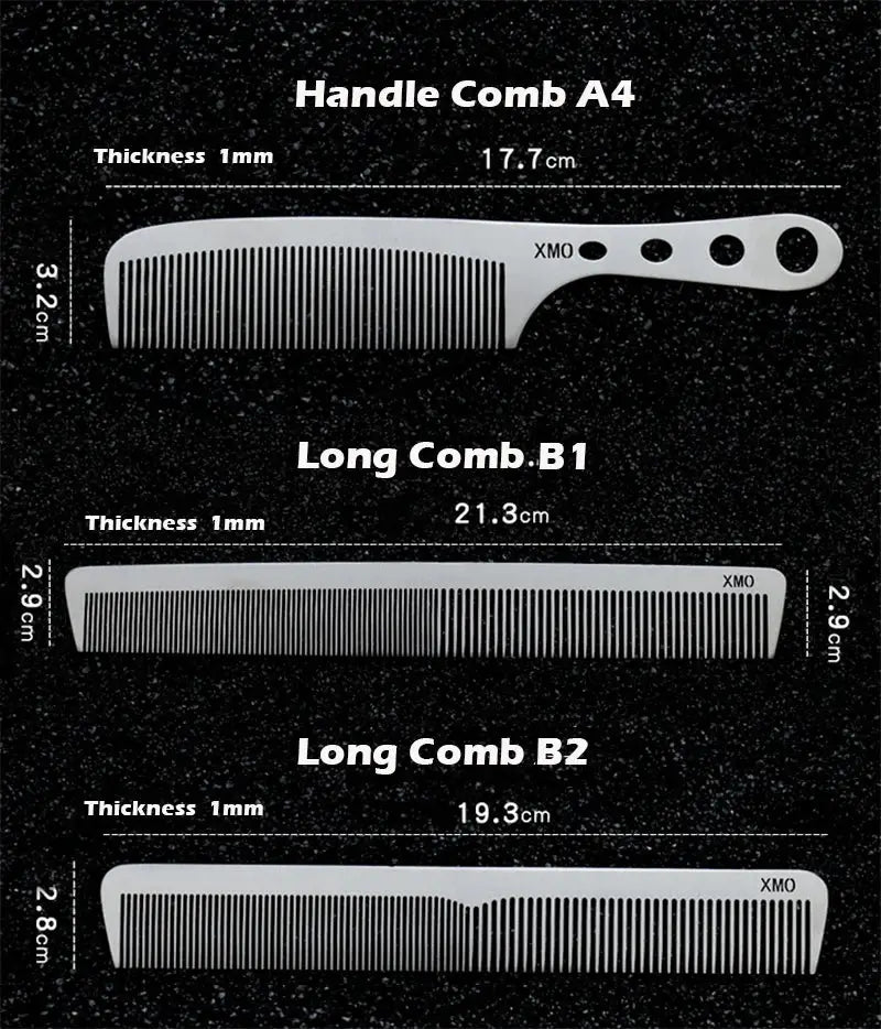 Simples Market Brainbow titanium steel anti-static hair combs set of 3: A4 handle comb, B1 long comb, B2 long comb