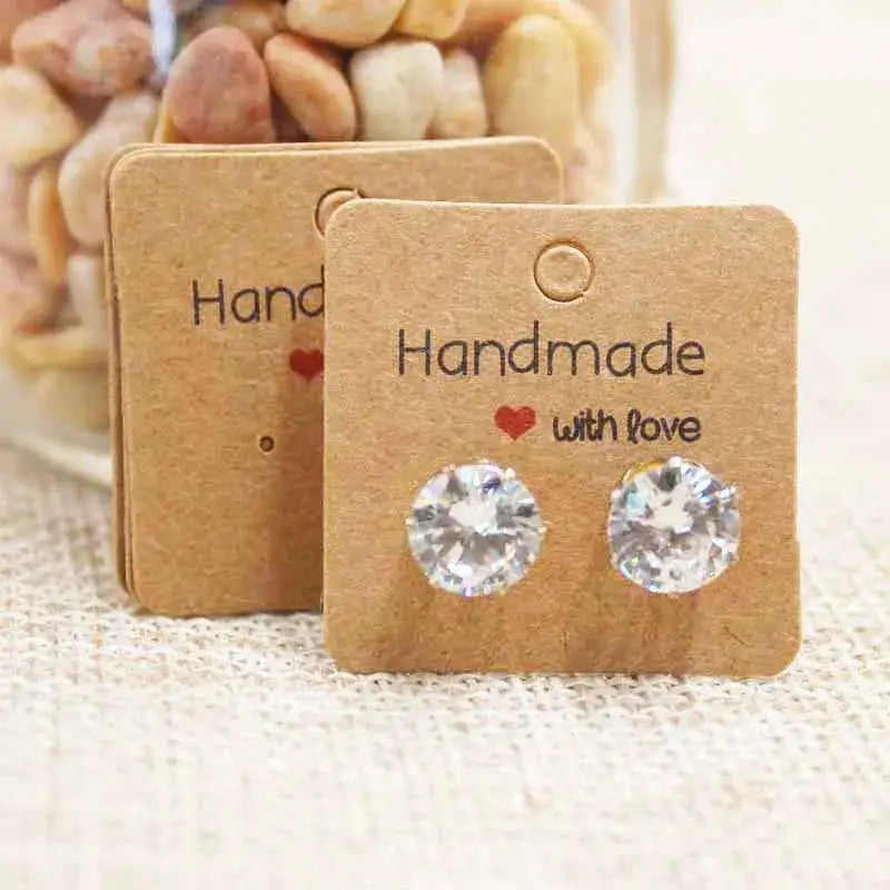 50 Pcs Paper Earring Cards Set Handmade Style Jewelry Cards 5x5cm 3x3cm 5x9cm 5x6.5cm 5x7cm Brown White DIY Packaging