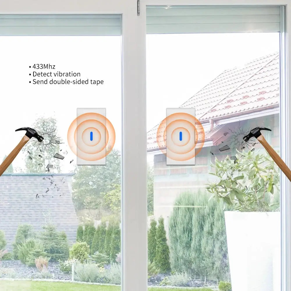Staniot 433MHz wireless vibration glass-break sensors (2) for indoor door/window security