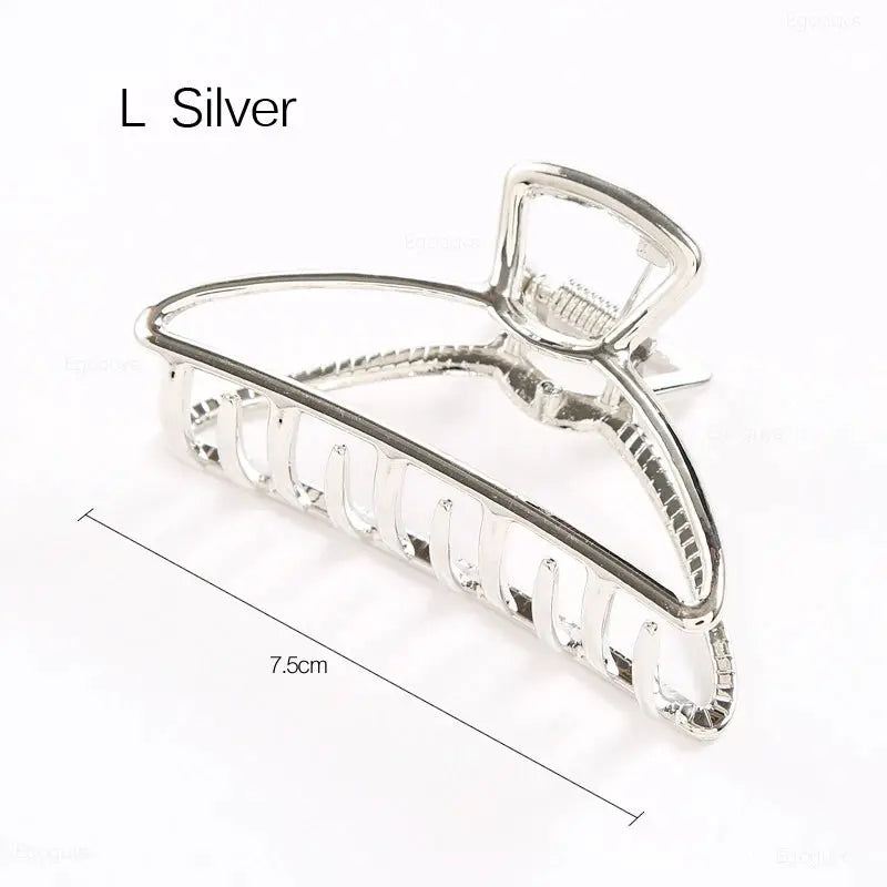 LuxeLocks Geometric Metal Hair Claw Clip With Strong Grip For Women And Girls Solid Color Korean Hairpins