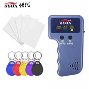 Simples Market 125KHz RFID duplicator handheld blue device with five blank cards and five colored key fobs