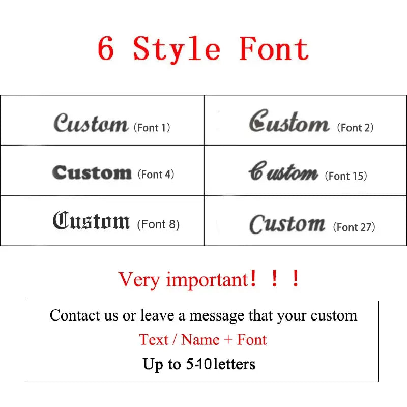 Qitian bamboo hoop earrings customization guide with 6 font styles for text/name, up to 5 letters, by Simples Market