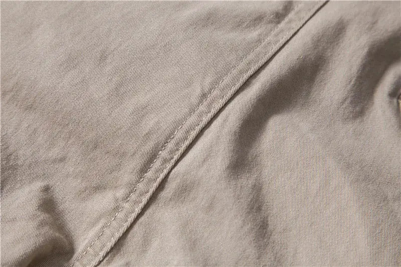 AIOPESON casual cotton men's trousers in beige solid color, Simples Market slim-fit business pants.