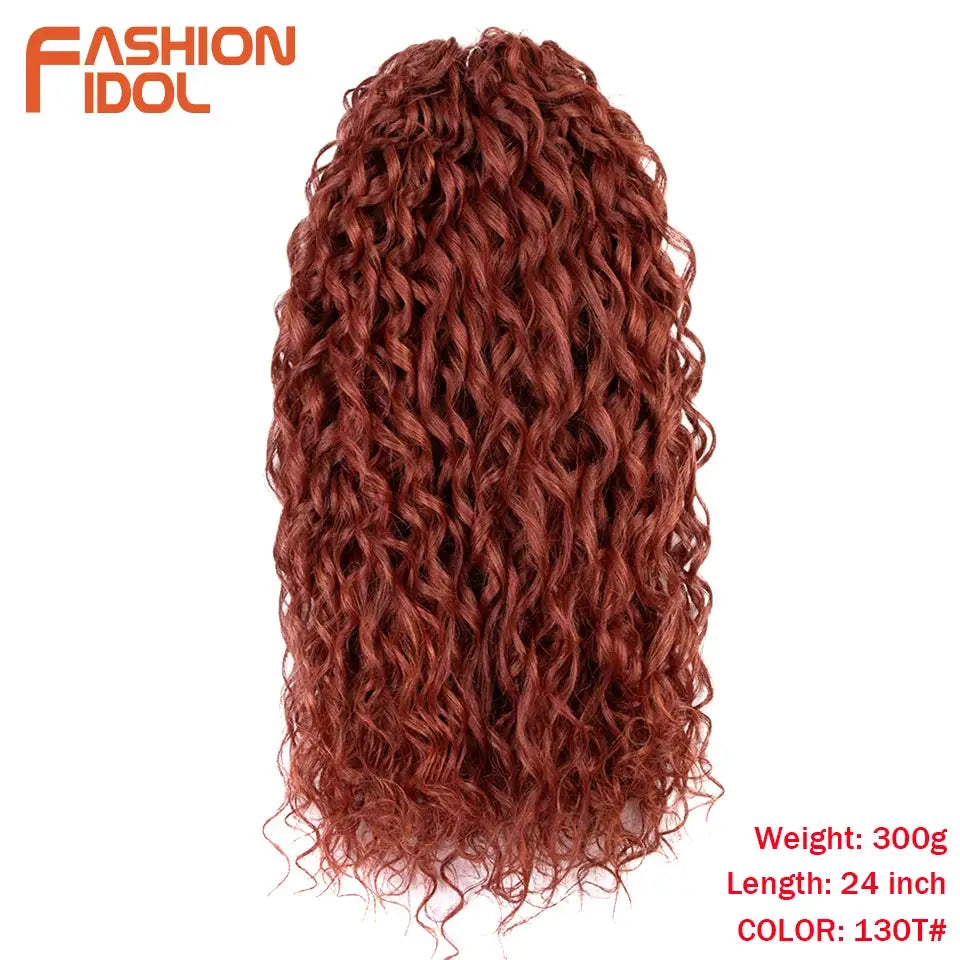 Jessica Hair Deep Wavy Twist Crochet Hair, red synthetic fiber, 24in, 300g, Fashion Idol logo visible