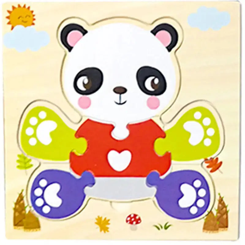 Wooden Baby 3D Puzzles Tangram Shapes Educational Cartoon Animals Jigsaw Toys Gift For Children To Boost Learning And Motor Skills