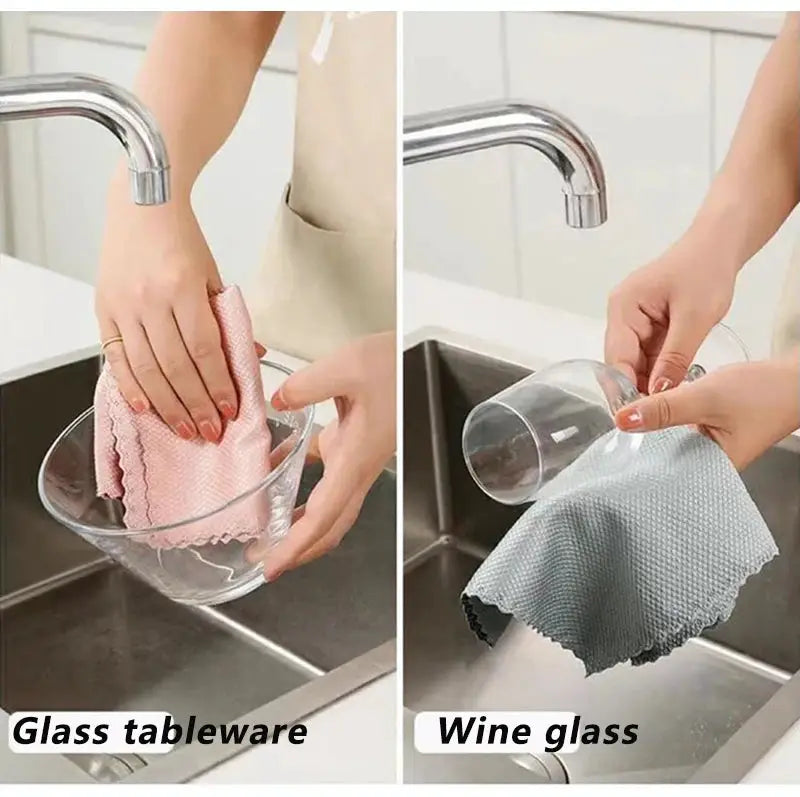 5-piece microfiber cleaning cloths for glassware and kitchen, pink and gray, Simples Market
