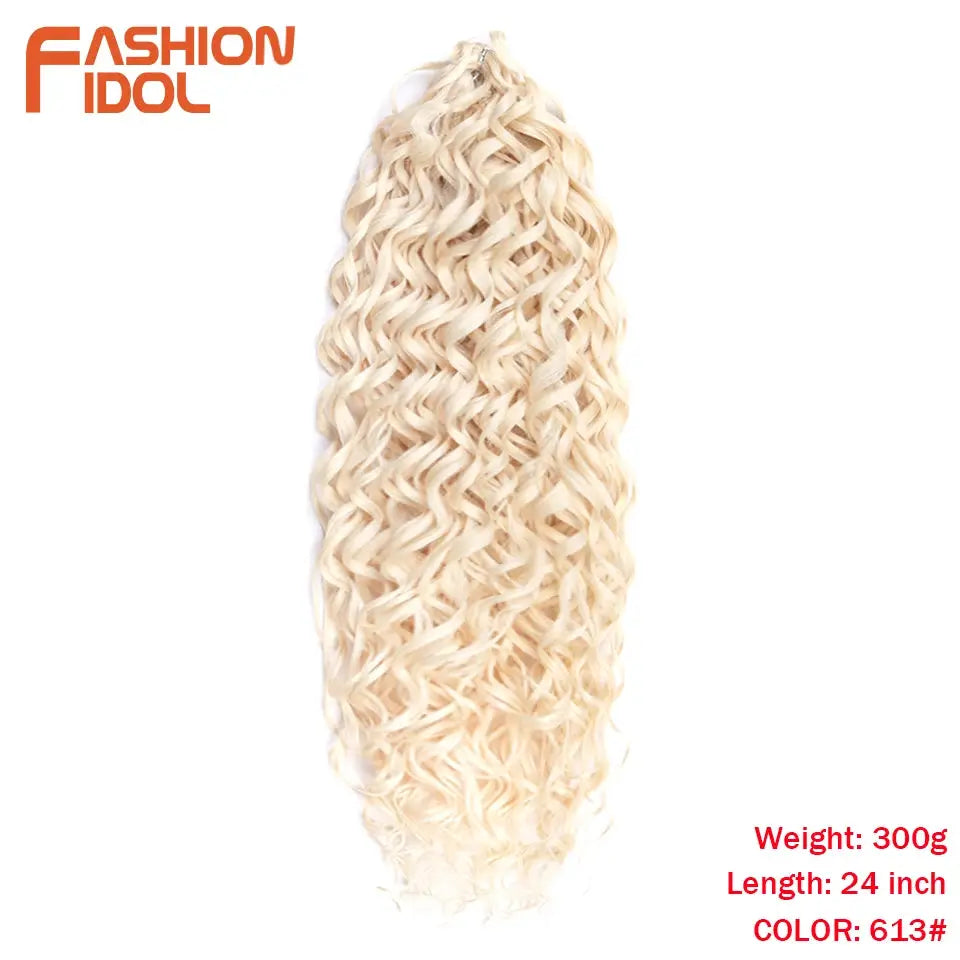 Fashion Idol Jessica Hair Deep Wavy Crochet Extensions, color 613 blonde, 24in