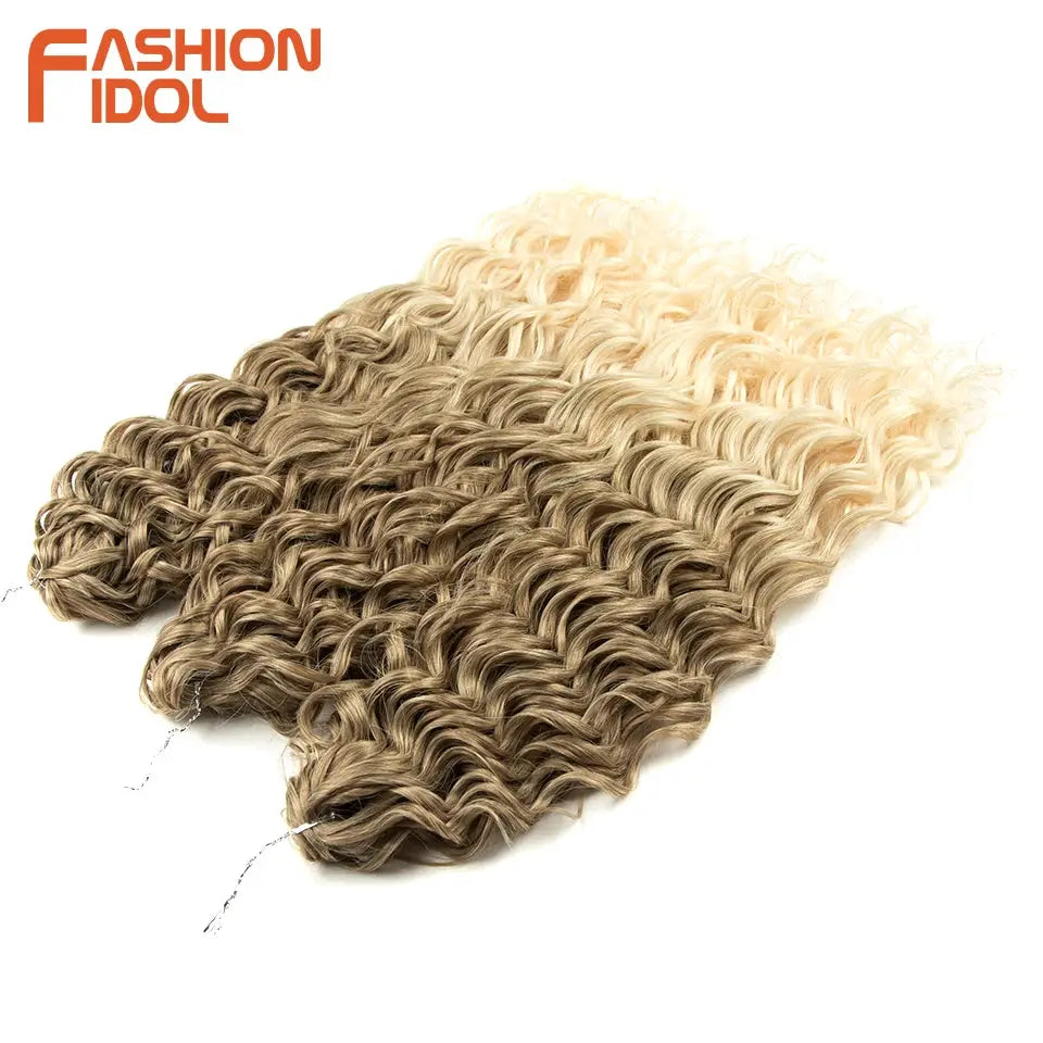 Jessica Hair Deep Wavy Twist Crochet Hair by Fashion Idol, 2-pack synthetic high-temp fiber, brown to blonde