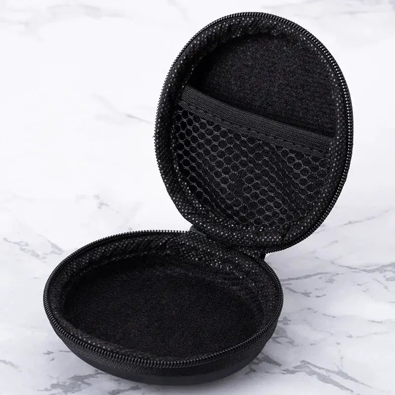 AuroraGuard PU Leather Mini Earphone Storage Case Hard Box Shatterproof Protection For Earphones And Cables