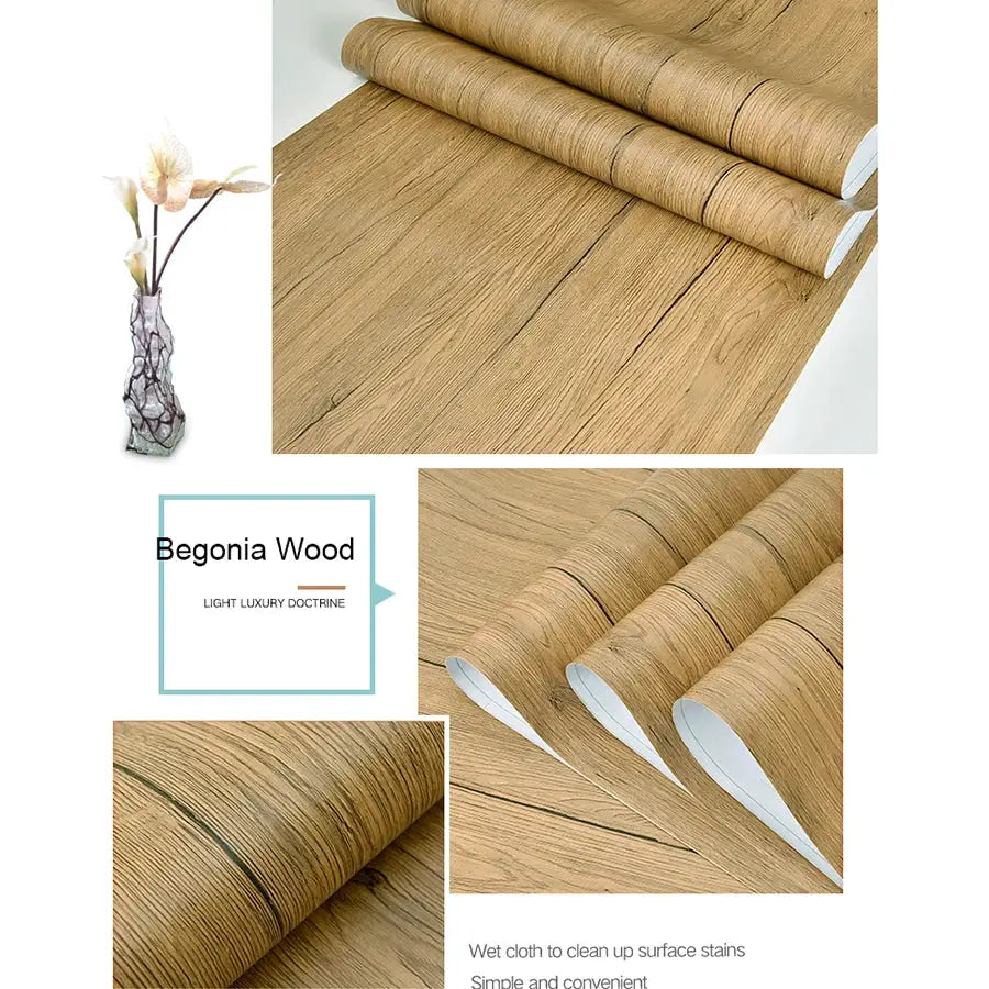 NovaWood PVC Waterproof Self Adhesive Wallpaper Roll Realistic Wood Grain Vinyl For Furniture Cabinets And DIY Decor