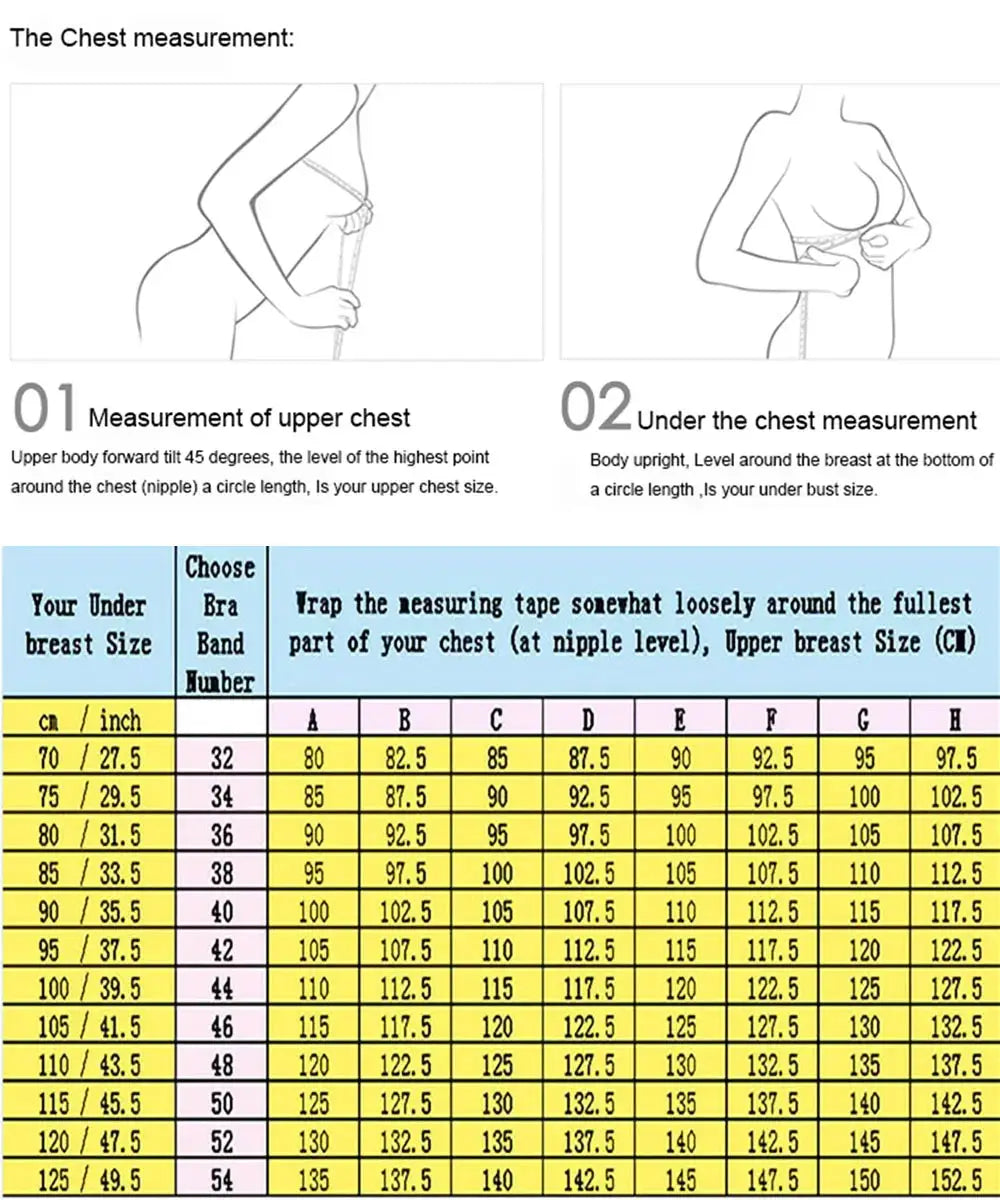 Spring women full lace bra size chart and chest measurement guide, Simples Market