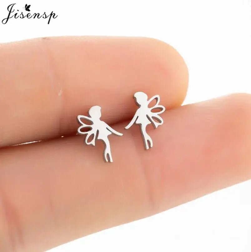 Stainless Steel Stud Earrings For Women Fashion Jewelry Multiple Animal Designs Hummingbird Leaf Music Fairy Gift - Simples Market