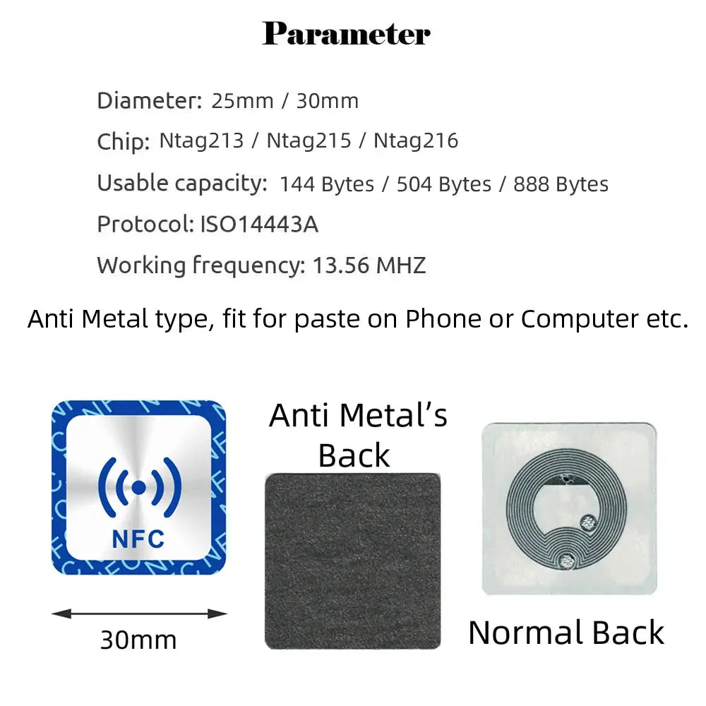 6 Pcs NFC Ntag213 Ntag215 Ntag216 Tags Sticker 13.56MHz Universal RFID Labels For Amiibo And More