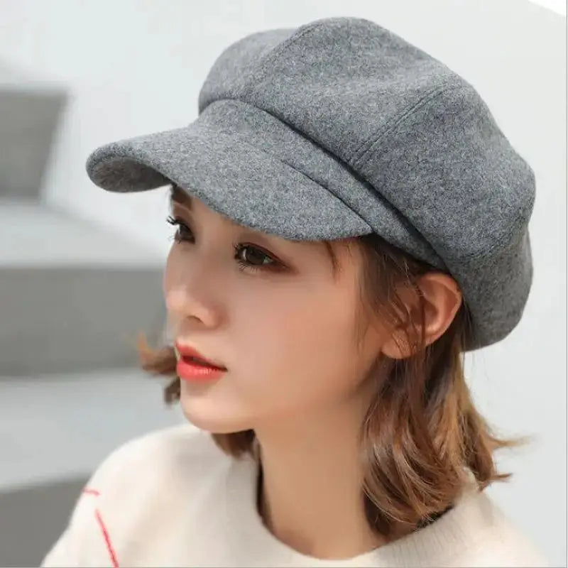 Everluxe Wool Blend Octagonal Newsboy Cap For Unisex All Season Comfort And Classic Style