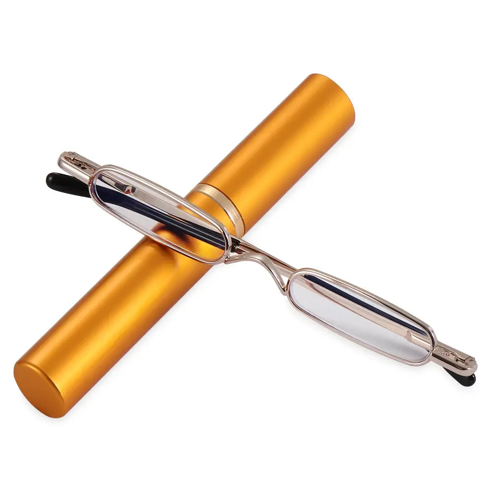 Elegant Reading Glasses Metal Frame Ultra Thin Design Lightweight Portable Mini Eyewear For Men And Women With Case