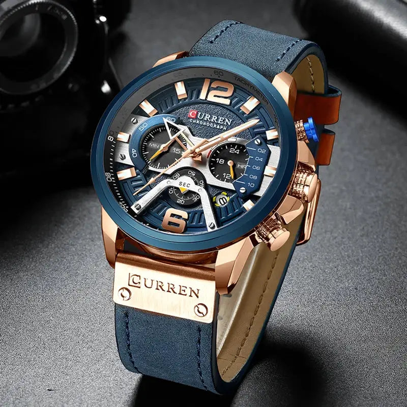 Curren Casual Sport Watch For Men Luxury Military Chronograph With Complete Calendar