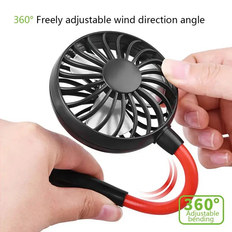 USB Portable Neck Fan Hands Free Dual Mini Sports Fan 3 Speed Adjustable Rechargeable 360 Degree Rotation