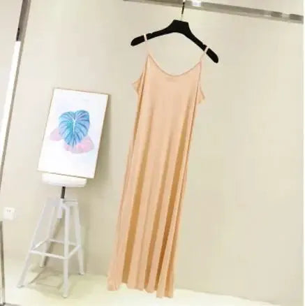 Spring Summer 2026 Women Tank Dress Modal O Neck Camisole Casual Beach