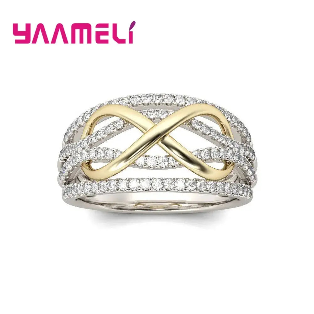 Infinity Love Ring 925 Sterling Silver Bowknot With Cubic Zirconia Eternity Symbol For Women Girlfriend Jewelry