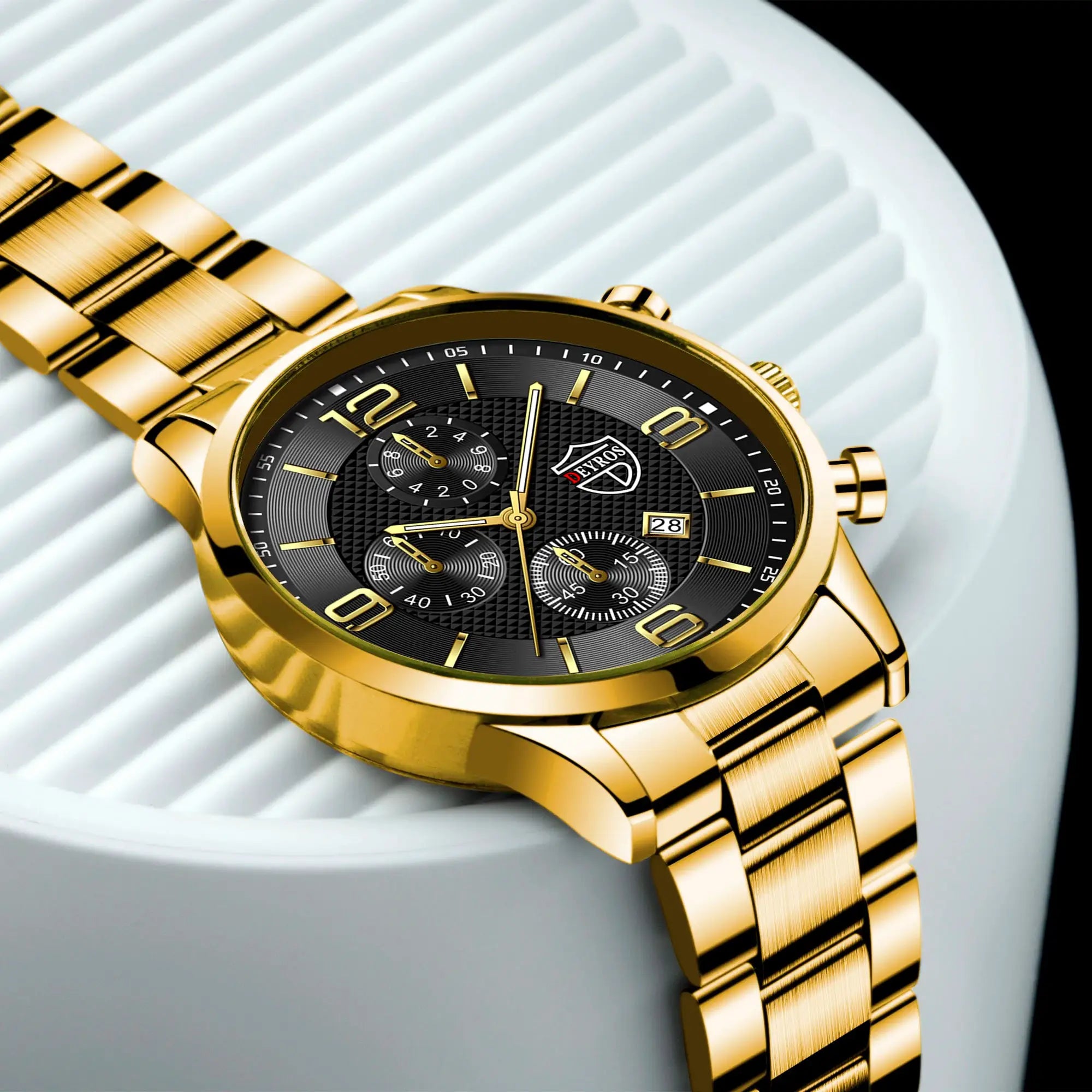 LuxAurum Mens Luxury Business Watch Stainless Steel Quartz With Calendar And Luminous Hands