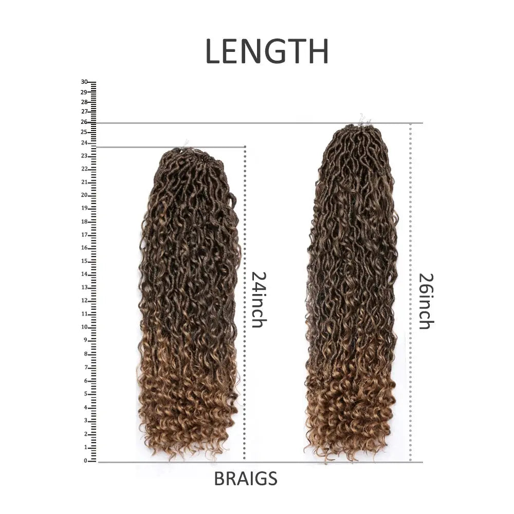 Simples Market Synthetic Goddess Locs crochet hair; curly faux locs braids, black, 24in & 26in