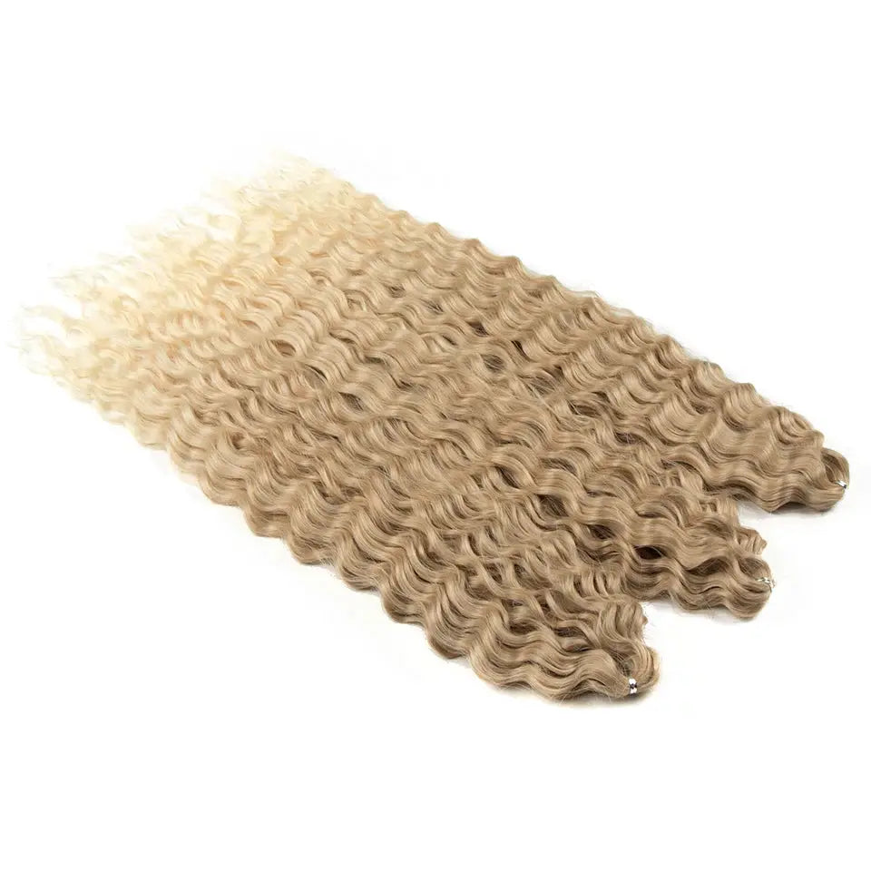 Simples Market Ariel Hair crochet curly hair extensions, 24in water wave, ombre blonde to brown, two bundles