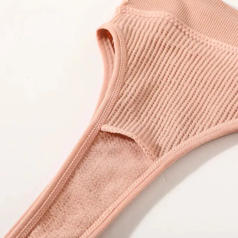 Simples Market women's pink ribbed seamless bralette, non-wire crop top lingerie