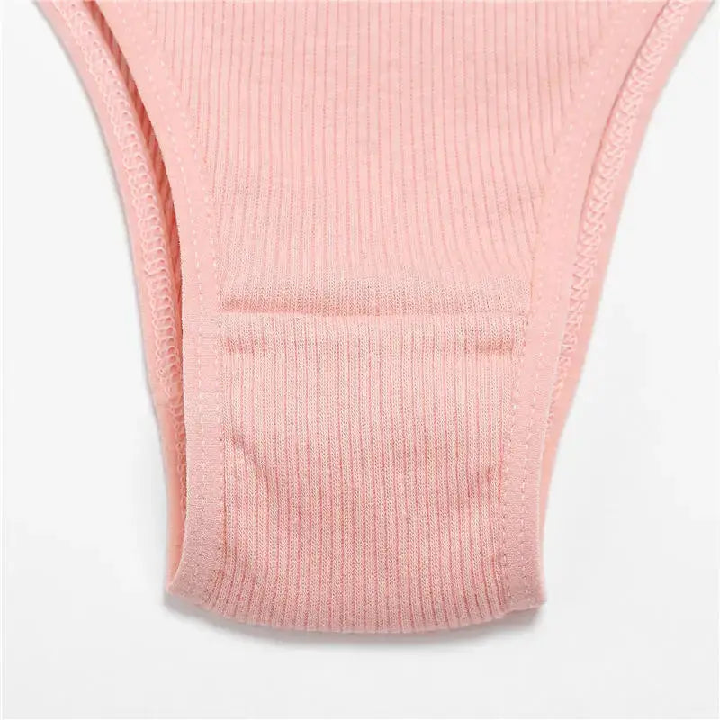 Thong panties by Simples Market, pink cotton 5-pack women's underwear.
