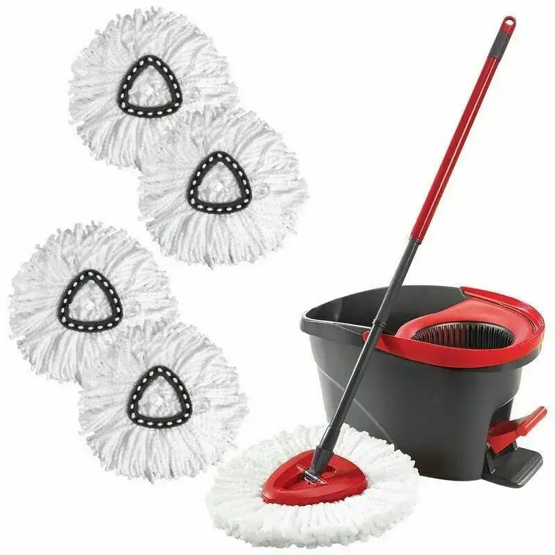 Easy Wring and Clean Floor Mop refills by Simples Market; three white microfiber round heads for Turbo 2in1 mop