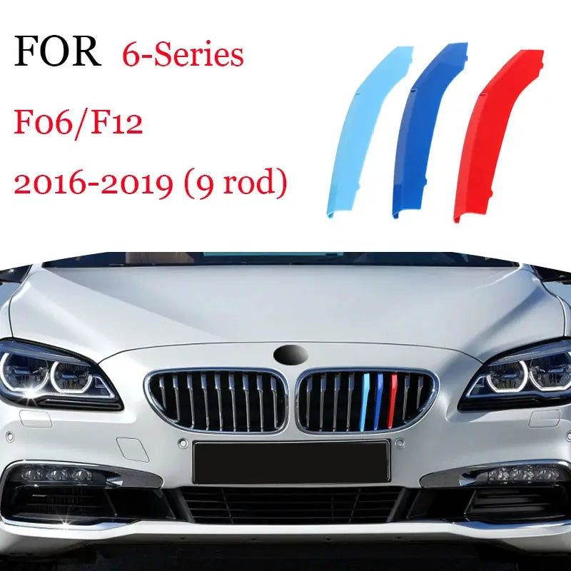 3Pcs Front Grille Trim Strips for BMW in blue, light blue and red | Simples Market