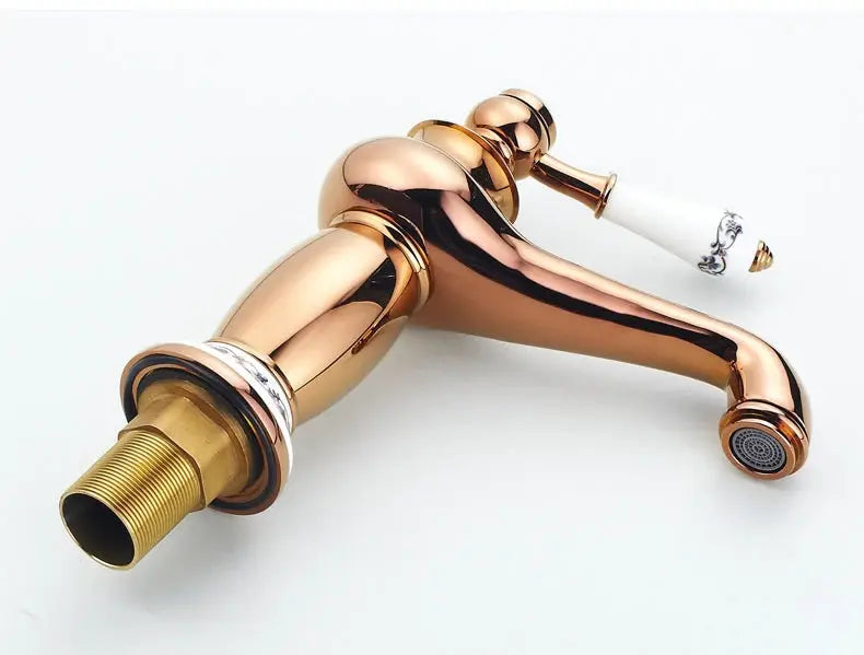 Bathroom faucet ELFCT001 in antique bronze finish brass with a single-handle lever