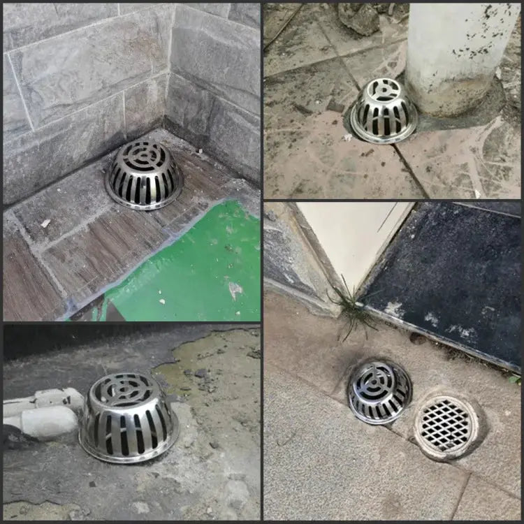 Stainless steel round floor drain with anti-blocking design; Simples Market outdoor balcony drainage, set of four