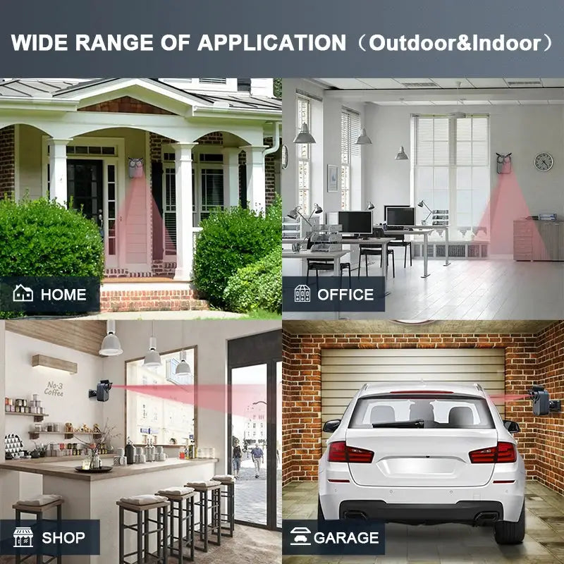 HTZSAFE wireless driveway security alarm with waterproof PIR motion detector for home, office, shop and garage.