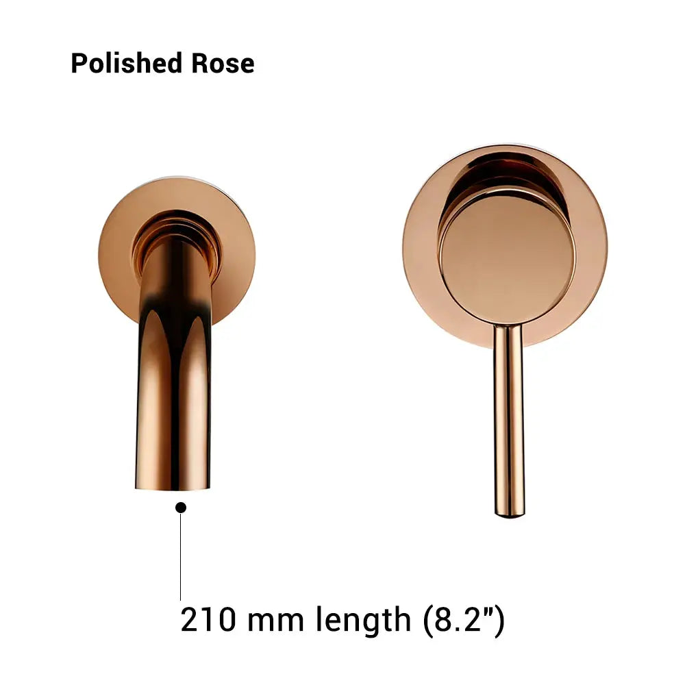 Bathroom basin faucet, polished rose gold, wall-mounted, Simples Market, single-handle with ceramic cartridge, 210 mm